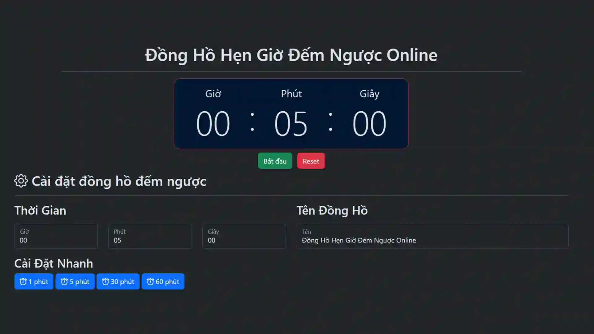 Đồng Hồ Hẹn Giờ Đếm Ngược Online