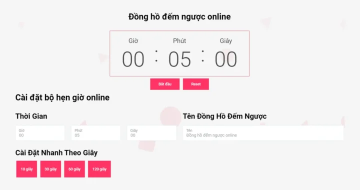 Đồng hồ bấm giờ đếm ngược Online