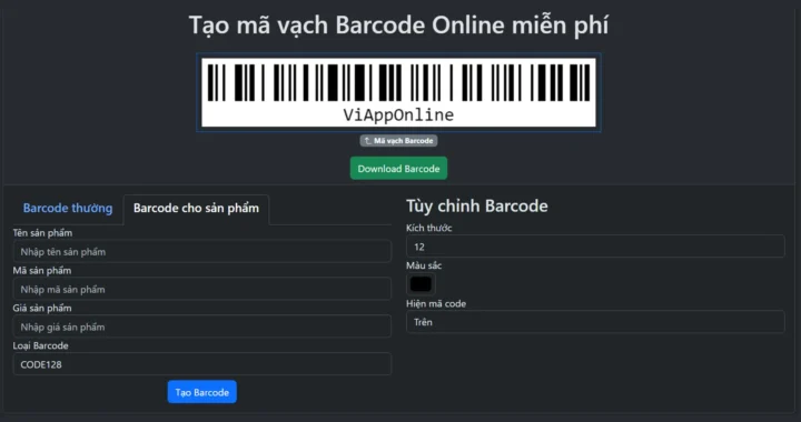 Công cụ Tạo Mã Vạch Barcode Online