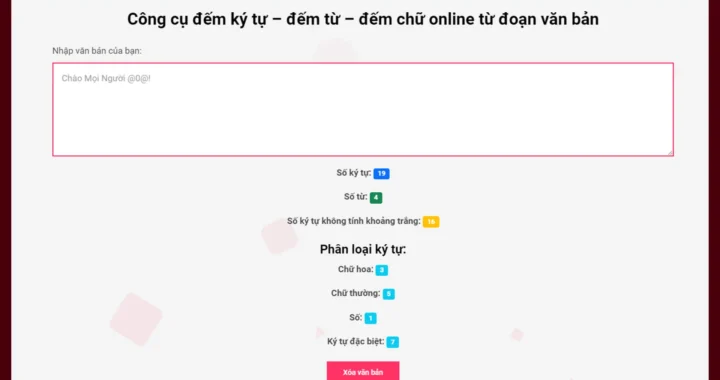 Công cụ đếm ký tự và đếm từ online